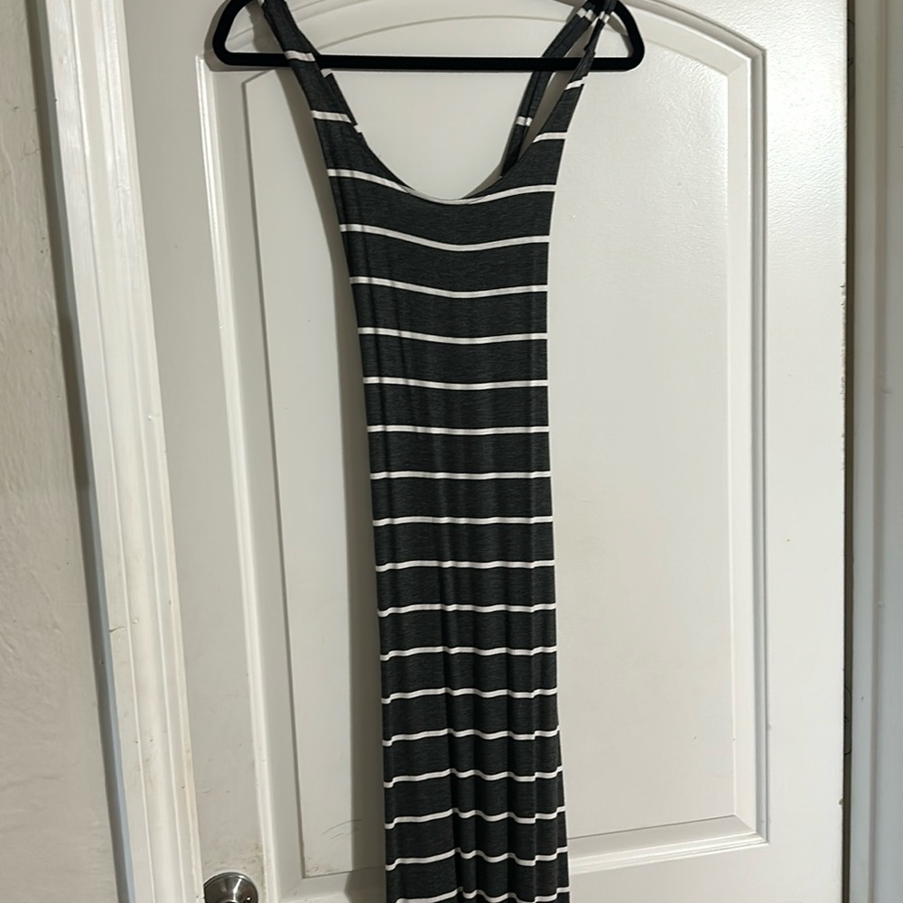 Open back striped maxi dress